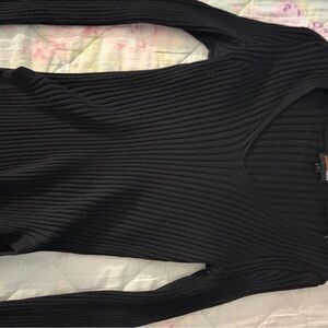 Classic Black Ribbed Long Sleeve Top